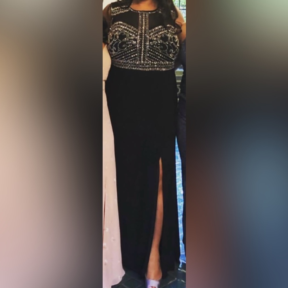 Elegant Black Beaded Evening Gown